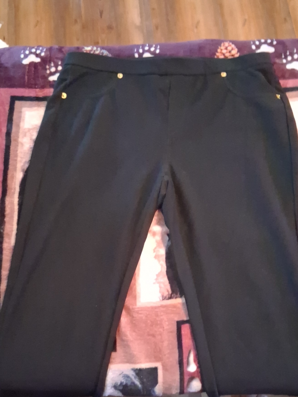 Michael Kors Black Women's Pull-On Trousers with Gold Accents